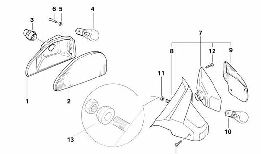 Cristal derecho OEM 63132306146 para motos BMW R1100RS (1992-2001). Original BMW Motorrad.