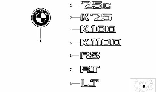 Plaquita LT Gold OEM 51141456168 para motos BMW K 100 LT, K 100 RT y más. Original BMW Motorrad.