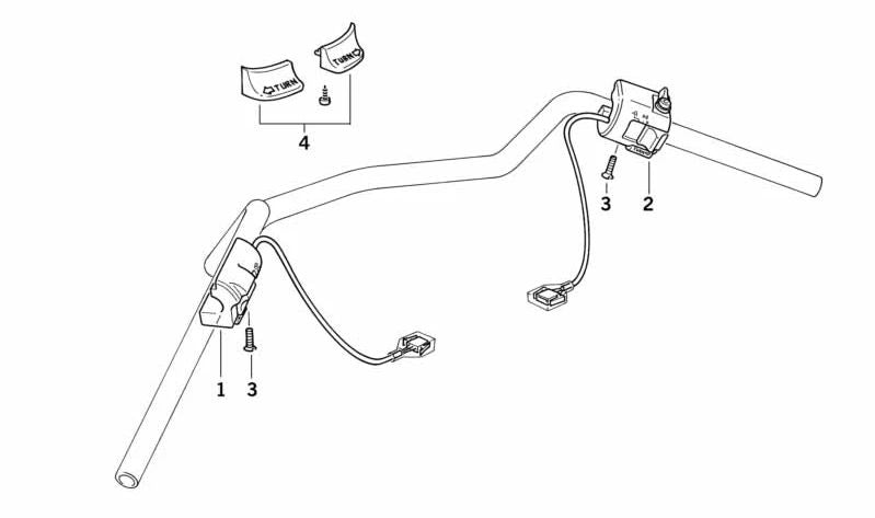 Intercombinador direito com luz permanente e punho aquecido OEM 61317710218 para motocicletas BMW R1150GS, R1150RT, R850RT, R850R... e muito mais. Originais BMW Motorrad.