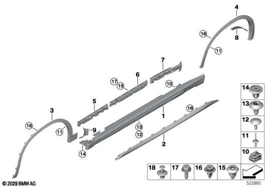 Links gedruckte Schwellenstange für BMW X2 F39 (OEM 51778089931). Original BMW