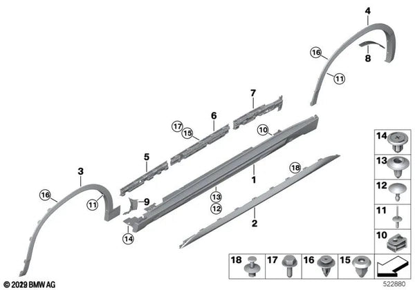 Listón de soporte estribo medio derecho para BMW F39. Original BMW (OEM 51777426450)