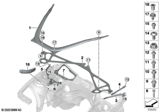 Tptique Verstärkung für BMW F20, F21, F22, F23, F87, F30, F31, F34, F35, F80, F32, F33, F36, F82, F83 (OEM 51617326236). Original BMW.