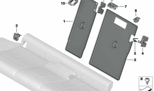 Cubierta lateral izquierda respaldo asiento trasero OEM 52207452617 para BMW G31 (todos los modelos compatibles). Original BMW.