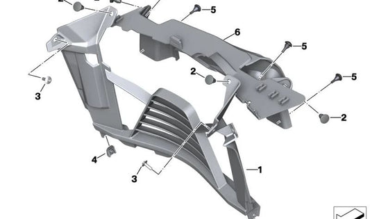 Saída de ar do radiador OEM 46638403878 para motocicletas BMW F 900 R, F 900 R A2. Originais BMW Motorrad.
