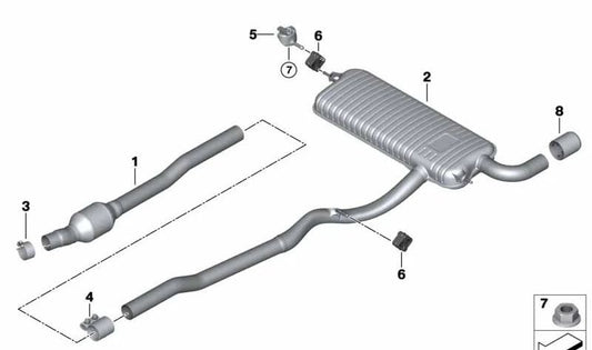 Silencioso trasero (escape) OEM 18308584944 para MINI F39, F54, F60. Compatible con modelos MINI Countryman, Clubman, etc. Original MINI.