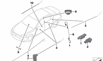 Guía de luz puerta trasera para BMW Serie 5 F07, Serie 7 F01N, F02N, F04 (OEM 63319163716). Original BMW