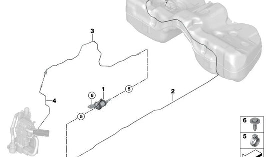 Tubería de combustible calefacción auxiliar OEM 64129873876 para BMW G70. Original BMW.