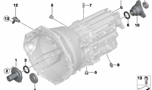 OEM departure flange 23217573540 for BMW E81, E82, E87, E88, E46, E90, E91, E92, E93, F10, F11. Original BMW.
