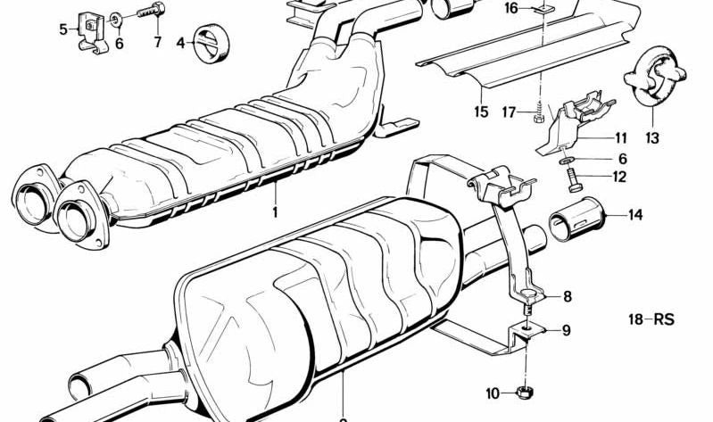 Silencioso delantero OEM 18122225082 para BMW E28 M5 y E24 635CSi, M635CSi. Compatible con modelos sin catalizador. Pieza original BMW.