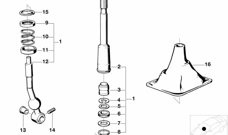 OEM gear lever base 25111220213 for BMW E21, E12. Original BMW.