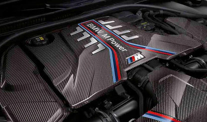 Cubierta de motor en carbono OEM 11148058667 para BMW F90 M5, F90 M5 CS, F91 M8 Competition, F92 M8 Competition, F93 M8. Acabado alto brillo. Original BMW.