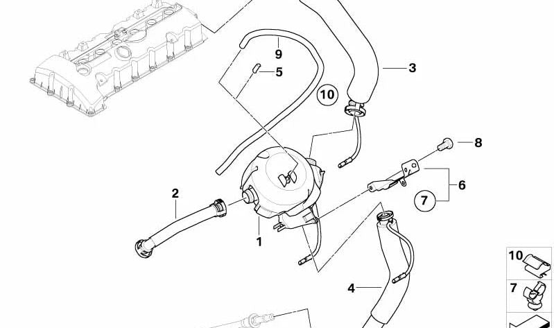 Tubo de aspiración OEM 11157537701 para BMW E60, E61, E90, E91, E85, E86. Pieza original BMW. Para sistemas de ventilación del cárter y separador de aceite.