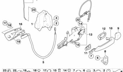 Barra de accionamiento puerta trasera derecha OEM 51227060290 para BMW 3' E90, E91, E90 LCI, E91 LCI. Original BMW.