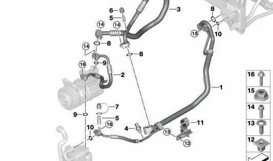 Tubería doble de aire acondicionado OEM 64539354535 para BMW G01 y G02 (todos los modelos compatibles). Pieza original BMW.
