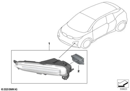 Módulo LED intermitente derecho OEM 63118495584 para BMW i3, i3s. Original BMW.