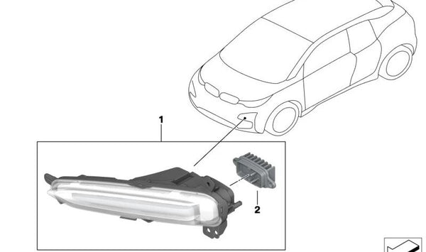 Intermitente LED izquierdo OEM 63115A3DE37 para BMW i3 (I01). Original BMW.