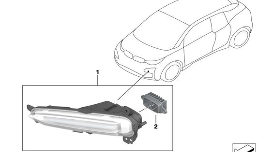Módulo LED intermitente delantero izquierdo OEM 63118495583 para BMW i3 (I01) 94Ah y 120Ah con y sin Rex. Compatible con modelos producidos entre 11/2017 y 06/2022. Original BMW.