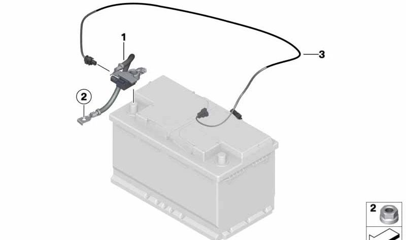 Cable de batería negativo con sensor IBS OEM 61216832699 para BMW F30 330e. Original BMW.