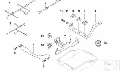 Soporte de cables OEM 61131379351 para BMW E87, E30, E36, E46, E90, E91, E92, E93, E34, E60, E61, E63, E64, E32, E38, E65, E66, E31, Z3, E85, E86, E89. Original BMW.