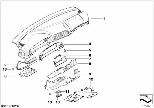 Untere linke Instrumentenbrettabdeckung für die BMW 5 E39 -Serie (OEM 51457143557). Original BMW