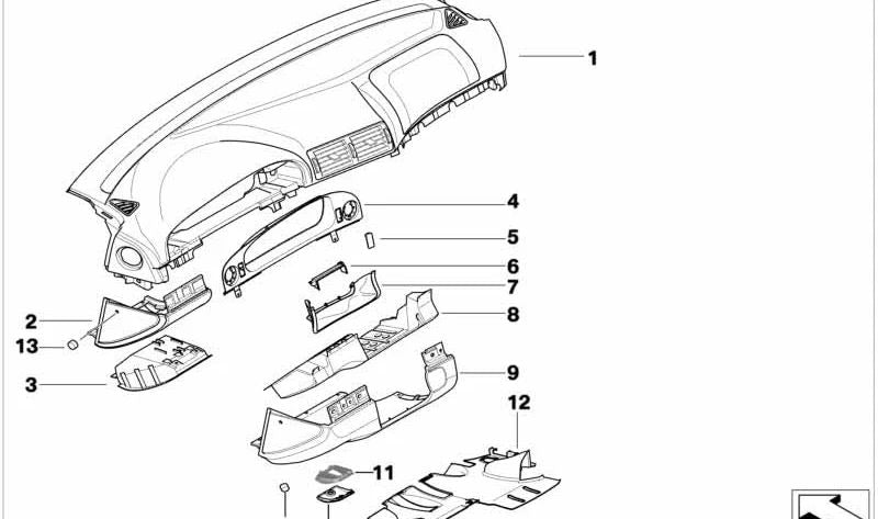Panel inferior del salpicadero izquierdo OEM 51457143553 para BMW Serie 5 E39. Original BMW.