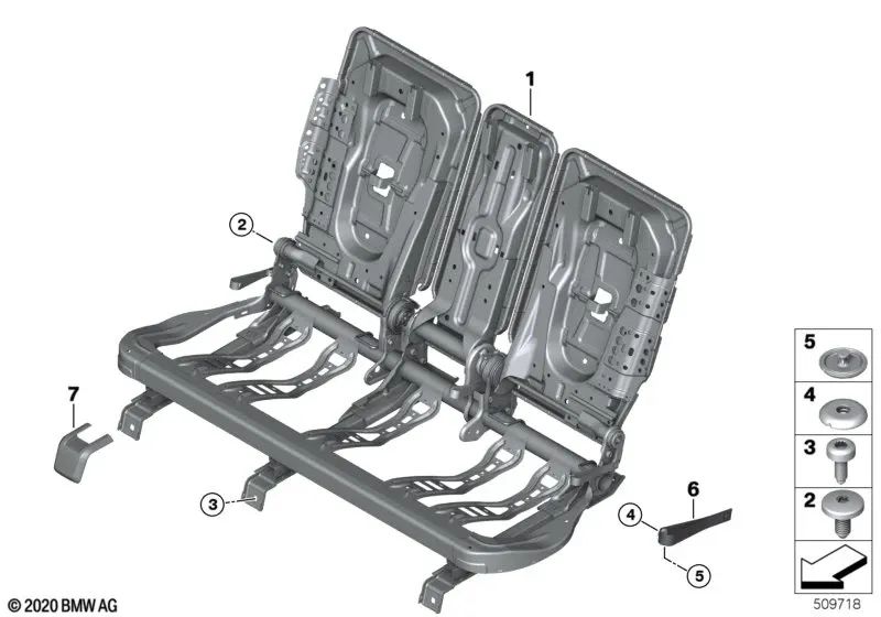 Seat Frame for BMW F45, MINI F60, F60N (OEM 52207450520). Original BMW