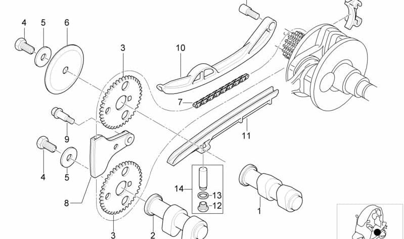 Árvore de cames de escape OEM 11317653401 para motocicletas BMW C1 (1999-2003). Originais BMW Motorrad.