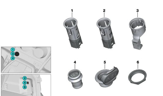 Toma de corriente OEM 61345A441C6 para BMW F40, F44, U06, iX, i20, F95, F95N, G05, G05N, G18, G18N, F96, F96N, G06, G06N, G07, G07N, XM G09. Original BMW.