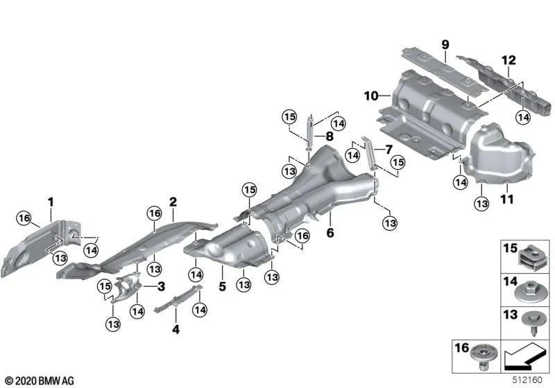 Thermalisolationsmotor -Unterstützung für BMW G42, G20, G21, G28, G22, G23, G26, G01, G02, G29 (OEM 51487428159). Original BMW