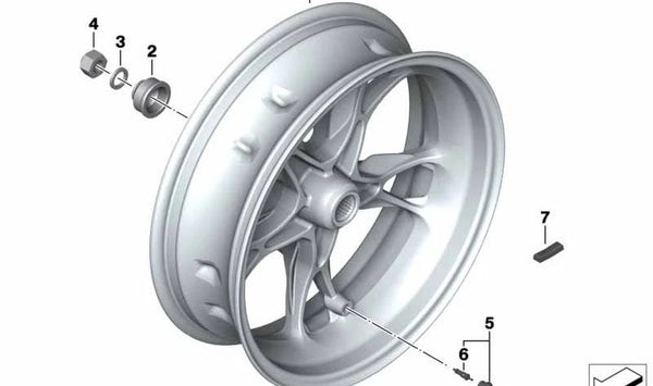 Espaciador de rueda trasera OEM 36318558629 para BMW Motorrad C 400 GT (CK08, 0C06, 0C61, 0S01, 0S03) y C 400 X (CK09, 0C09, 0C31, 0S11). Original BMW Motorrad.