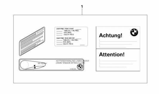 Régler la plaque d'avertissement adhésive CKD OEM 71248530134 pour toutes les motos BMW. BMW original Motorrad.