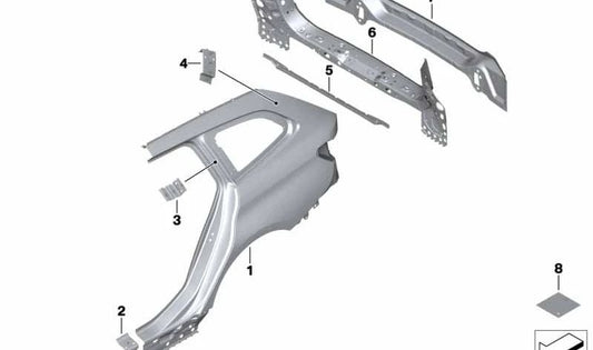 Left D-pillar reinforcement plate for BMW 3 Series G21, G21N, G81, G81N (OEM 41007493279). Original BMW.
