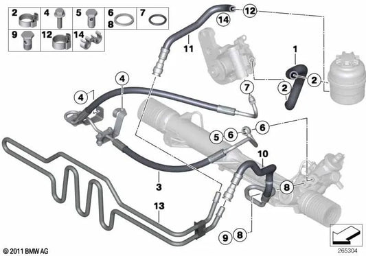 Aspirationsleitung für BMW Serie 1 E81, E82, E87N, E88, Serie 3 E90, E90N, E91, E91N, E92, E93, X1 E84 (OEM 32416850583). Original BMW.