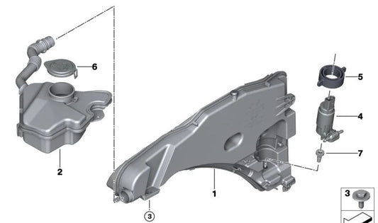 Water pump for wiper OEM 61355A04D89 for BMW U06, i20. Original BMW.