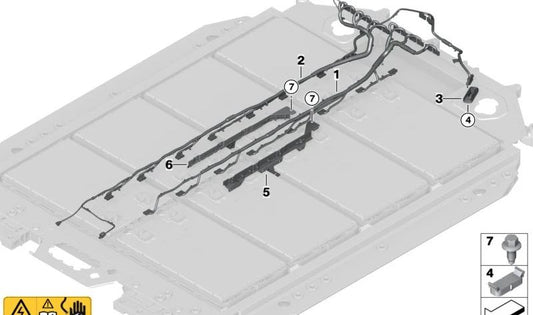 Cable de comunicación derecho OEM 61278848260 para BMW G26 (4er i4 eDrive 3541, 3542, 3511, 3512). Compatible con modelos desde 02/2022. Original BMW.