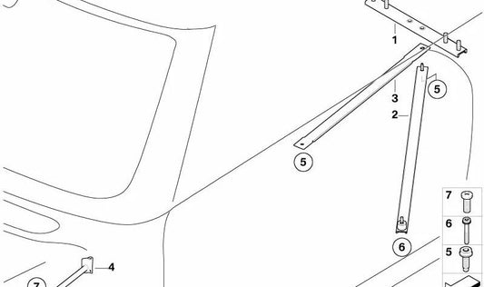 Asiento, tirante OEM 51617113473 para MINI Cabrio R52, R57, R57 LCI, Roadster R59. Original MINI.