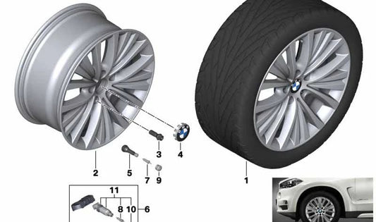Llantas de aleación 19" Reflexsilber 9Jx19 ET48 OEM 36116883124 para BMW X5 F15. Original BMW.