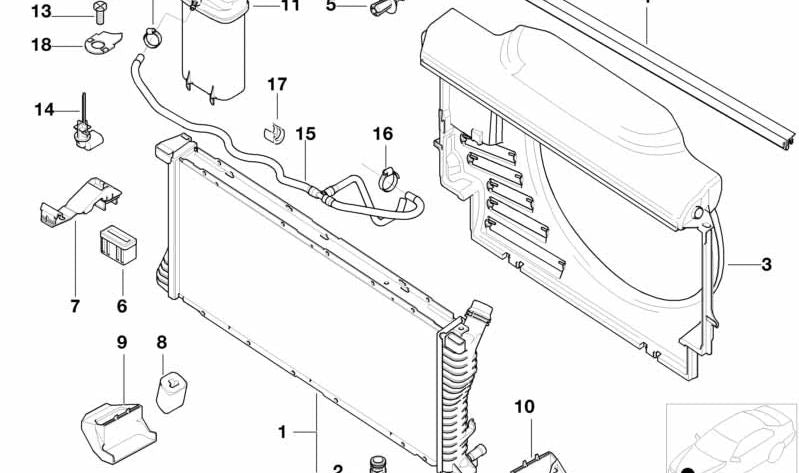 Kühlerabdeckung für BMW E30, E36, E46, E34, E39, E60, E61, E63, E64, E38, E65, E66, E83, E53 (OEM 17137639023). Original BMW