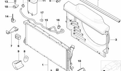 Kühlerabdeckung für BMW E30, E36, E46, E34, E39, E60, E61, E63, E64, E38, E65, E66, E83, E53 (OEM 17137639023). Original BMW