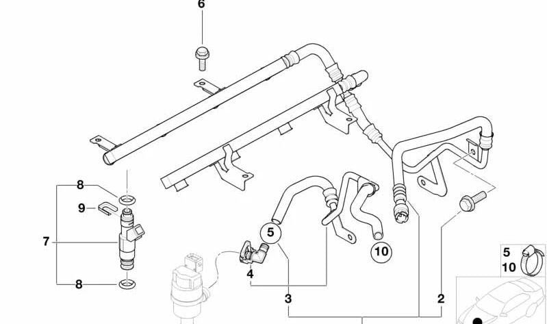 Inyector para BMW Serie 3 E36, Serie 5 E39 (OEM 13641405044). Original BMW