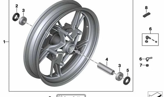 Ose de pneu fundido preto dianteiro 36318404311 para motocicletas BMW R1250RT, R1200RT. BMW Motorrad original.
