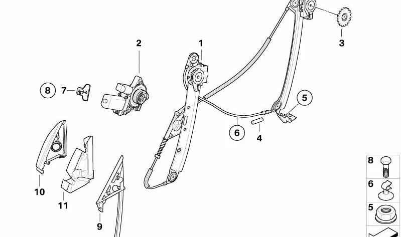 Angolo destro di modanatura interna per BMW Serie 1 E81, E82, E88 (OEM 51337270890). BMW originale
