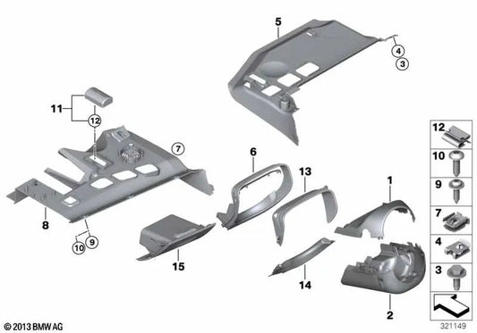 Folding compartment driver's side for BMW E92, E92N, E93, E93N (OEM 51456957232). Original BMW.