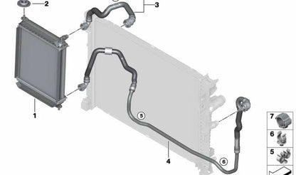 Tubería de refrigerante OEM 17129894772 para BMW G05, G06, G07. Original BMW.