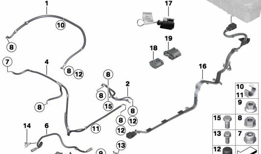 Cablaggio elettibile. di compressore del refrigerante per la BMW 5 F10 Series, 7 F01N, F02N (OEM 12437625257). BMW originale