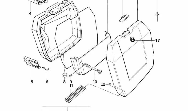 OEM 46542303652 Bloqueio de aperto para BMW Motorrad F 650 (FE169), F 650 ST, K 75, K 75 RT, K 75 S, K 100. Compatível com integralkoffer e CityKoffer. BMW Motorrad original.