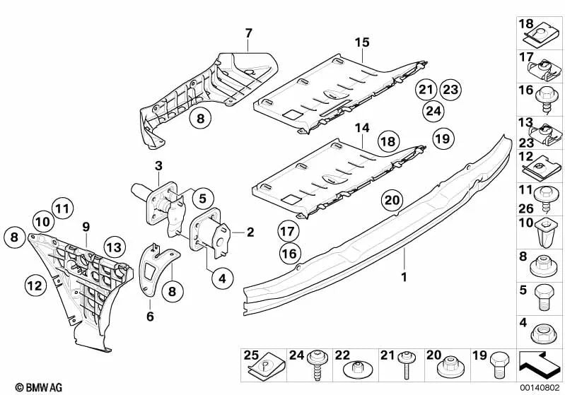 Soporte del parachoques trasero central para BMW Serie 5 E60, E60N (OEM 51127056343). Original BMW.