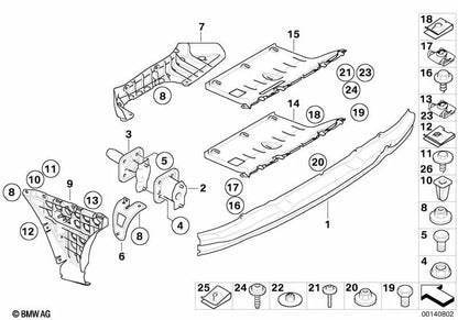 Soporte del parachoques trasero central para BMW Serie 5 E60, E60N (OEM 51127056343). Original BMW.
