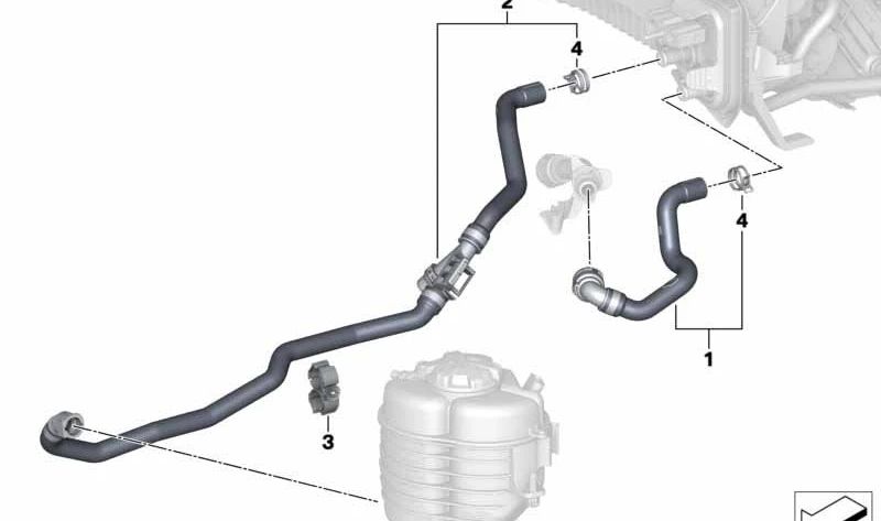 Inlet Coolant Hose for BMW G29 (OEM 64219398903). Original BMW