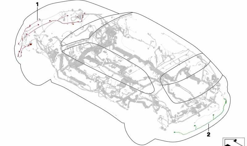 Arnés de cableado delantero para BMW X5 F85, X6 F86 (OEM 61129351004). Original BMW